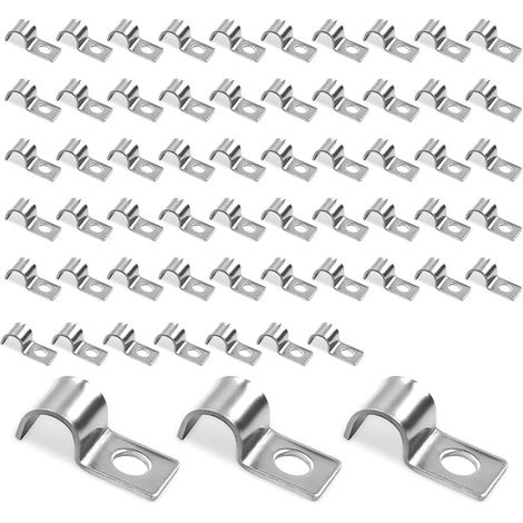 60 Pièces Carte Serrage en Forme de U, Fixation Cable-electrique en Acier Inoxydable, U-tube Pince pour Câbles D'un Diamètre de 8 mm, pour La Maison, L'extérieur et L'usine