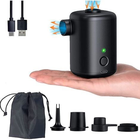 Pompe Gonflable Portable, Mini Pompe Gonflable, Pompe à Batterie Rechargeable de 4000mAh (pour Les piscines pour Enfants), Mini Pompe à Coussin d'air avec 4 buse (pour Le flottement de la Piscine) (1/5)
