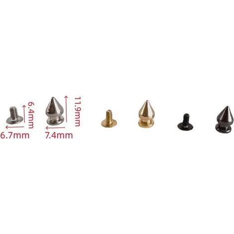 (200 ensembles / n°6) Rivet Punk, Rivets Style Punk Cône DIY Clous Metal Bullet Stud Spike pour Sacs Vêtements Cuir Craft Réparation de Décoration (1/5)