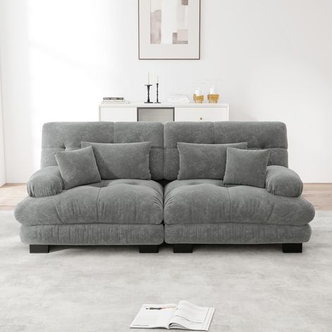 divano angolare modulare comfort ciniglia grigio HAVRYA (1/5)