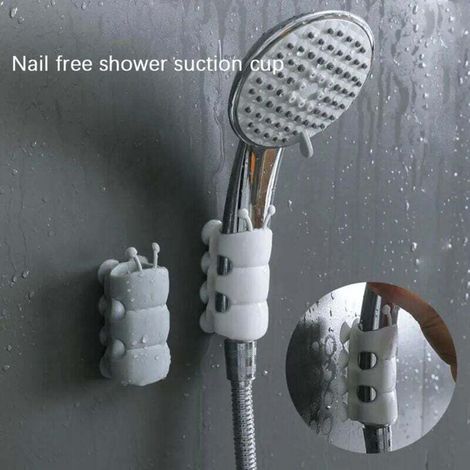 Ulisem2pcs Supports de ventouse support de pommeau de douche amovible en Silicone support mural pommeau de douche étagère de rangement support accessoires de salle de bain