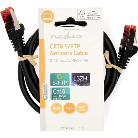 Nedis CAT6-Netzwerkkabel / RJ45 Stecker / RJ45 Stecker / S/FTP / 1.00 m / Rund / LSZH / Schwarz / Label