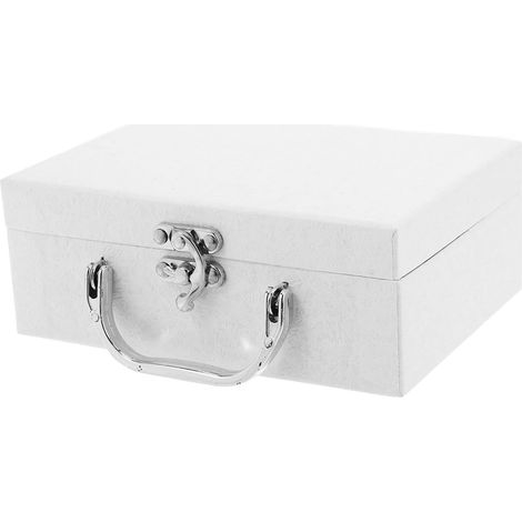 Valise en Papier avec Poignée, Boîte de Rangement pour Bureau, Blanc (1/5)