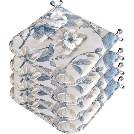 Set 4 Cuscini Sedia Cotone Con Lacci Lavabili Morbidi Universali Coprisedia Shabby Chic Vintage