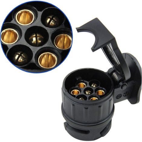 Applicable Étanche, Adaptateur de remorque 12V 13 à 7 Broches Adaptateur de remorque Remorque Connecteur de câblage Bouchon de remorquage N Type N Type pour remorques, caravanes, camions (Color : Blac (1/4)