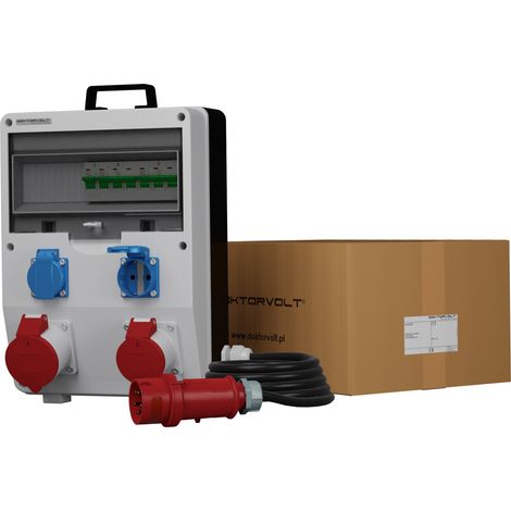 Tableau électrique de chantier avec câble ECO-S SKH 16 A 32 A 2x230 Schuko Doktorvolt® DV-0083-D (1/5)