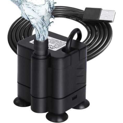 Mini Pompe à Eau, 200L/H USB Aquarium Pump Ajustable Ultra-Silencieux Animaux Pompe, Pompe Eau Submersible D'aspiration Inférieure pour Aquarium, Culture Hydroponique DC 5V 1-3W