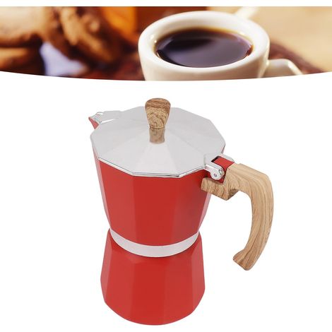 Moka-Kaffeebereiter, Aluminium, achteckig, rot, 150 ml (1/5)