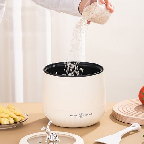 Mini cuiseur à riz 1,8 L antiadhésif, cuiseur à riz électrique intelligent pour céréales, soupes, porridges et ragoûts, prise UE 220 V, beige (1/5)