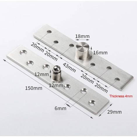Charnière pivotante de porte robuste à rotation 360° (150 x 29 x 4 mm), en acier inoxydable, invisible, pour portes tournantes. Quincaillerie pour meubles. (1/5)