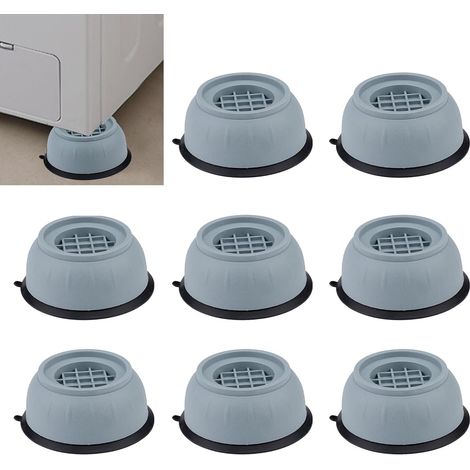 (8 pièces)Tampons Anti-Vibration pour Machine à Laver, Amortisseur Gris et réduction du Bruit Machine à Laver Tapis de Pieds de Soutien, laveuse tampons de nivellement piédestal pour (1/5)