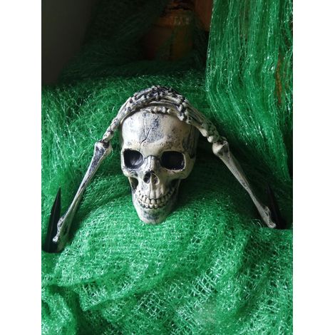 Realistic skull-shaped hand set for Halloween, ideal for bars and haunted houses, decorative accessories and ornaments. (1/5)