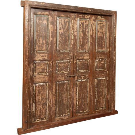 Biscottini – Porte coulissante médiévale en teck massif 194 cm – Cadre en fer traité pour extérieur – Dimensions 218 cm x 16 cm – Antiquité unique (1/5)