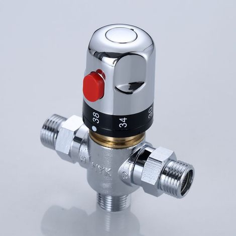 Thermostatisches Mischventil für Dusche, Heizungssystem, Temperaturregelung, massives Messing, 3-Wege-Ventil, G1/2