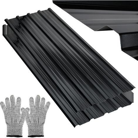 Wolketon Paneles de techo 7/14/21㎡ Chapa de acero galvanizado antracita (36 piezas = 21㎡)
