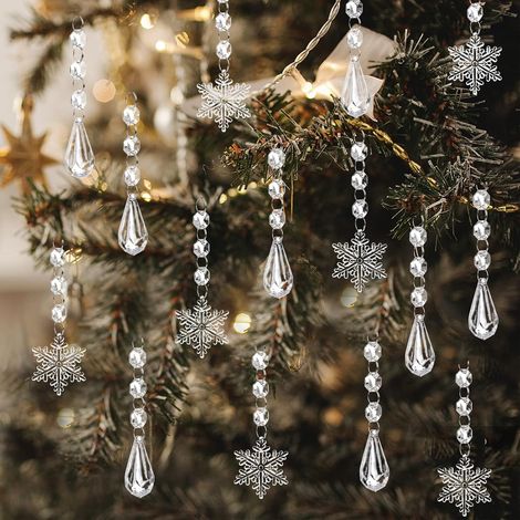 38 décorations de Noël en cristal - Flocons de neige et glaçons, pendentifs pour lustres, perles pour Noël, l'hiver, le Nouvel An, les mariages et les fêtes (1/5)