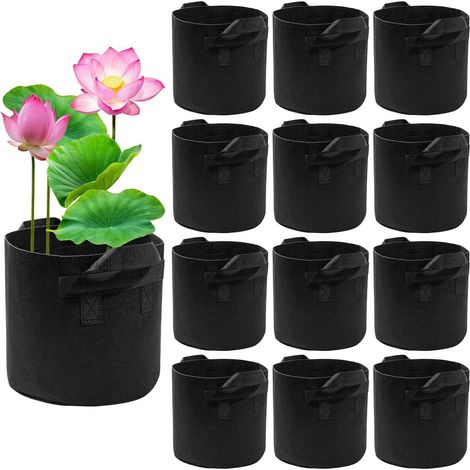 12 pezzi - Sacchetto per la coltivazione di piante - Sacchetto per la coltivazione - 2 galloni - Vaso per la coltivazione - Sacchetto per piante - Sostenibile - Riutilizzabile - Cesto per piante - Fio (1/2)