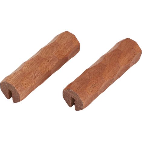 Lot de 2 poignées de rechange en bois avec isolation thermique pour casseroles, grillades et ustensiles de cuisine en extérieur, aspect bois de sapelli. (1/5)