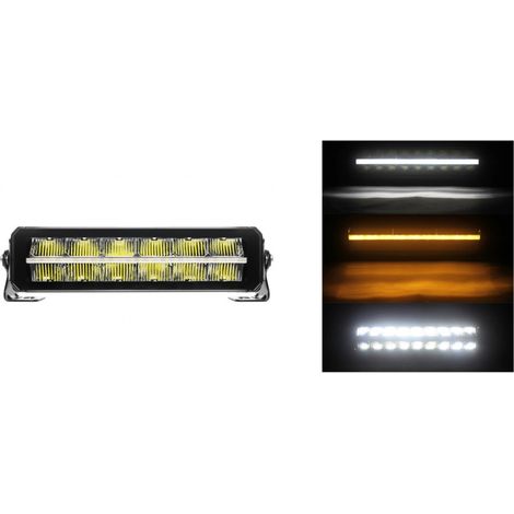30 cm 12V–24V Barre LED, design piano, projecteur à diode, super puissante, lumière blanche et orange, feux de gabarit, antibrou