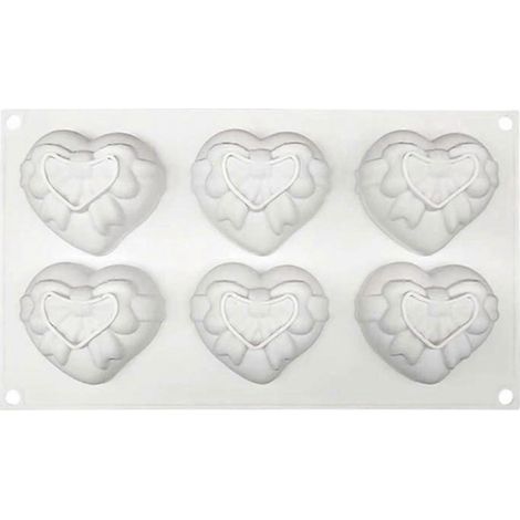 Silikonformen mit 6 Mulden, Kuchenformen, Backformen für Fondant, herzförmig