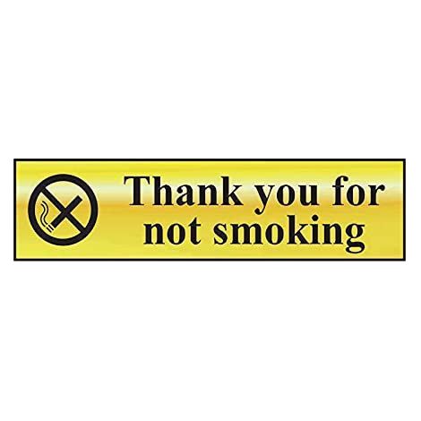 Thank You For Not Smoking - Polished Brass Effect 200 x 50mm SCA6001 (1/2)