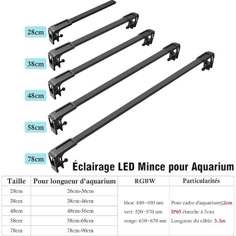 Slim Led Lighting for Aquarium, Full Spectrum with Day/Night Modes and Timer, Adjustable Ramp for Planted Aquariums and Freshwater Fish (1/4)