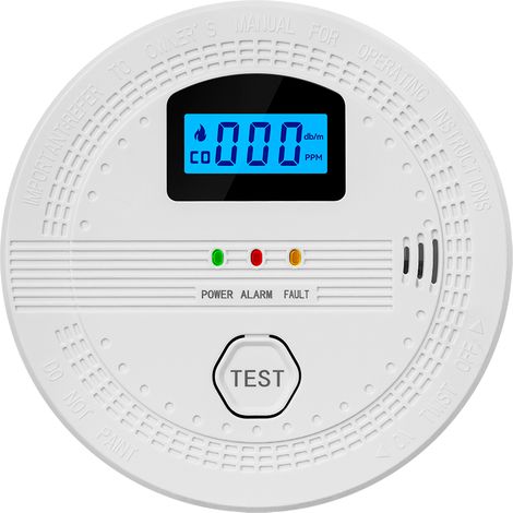 Détecteur de Fumée et de Monoxyde de Carbone Combiné avec écran LCD, Détecteur de Fumée et Capteur de Monoxyde de Carbone avec Test/Muet, Lot de 1