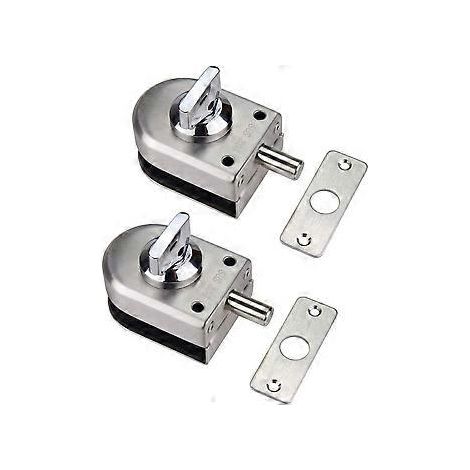 2er-Pack Glastürriegel aus Edelstahl 304 für Badezimmer, WC, Geschäfte, rahmenlose Glastüren – halbrund