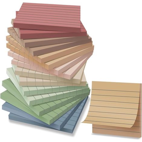 Bloc de notas adhesivas rayadas de 7,6 x 7,6 cm (3 x 3 pulgadas) - Paquete de 16 blocs de notas Post-it en colores vintage (1/5)