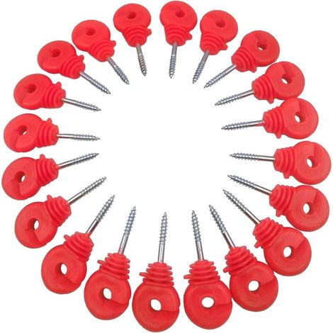 20 pcs Isolateur Cloture Electrique a Visser, Isolateur Cloture Electrique pour Grillage Piquet Fer, Isolateur Cloture Electrique pour Animaux Chevaux Fil Cloture éLectrique Fixe(Rouge) (1/4)