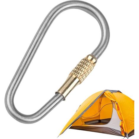 Juego de 2 mosquetones con cierre de seguridad，aleación de titanio 4,8 x 2,5 x 0,3 cm，Adecuados para escalada (1/5)