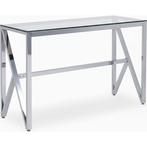 Console métal chrome verre transparent 120x40x78 cm MAJESTIQUE (1/5)