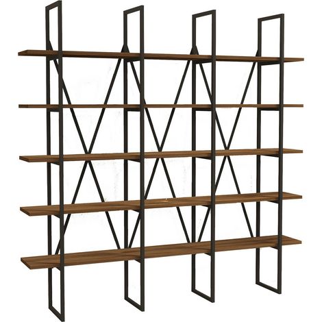 Libreria in legno "Beylerbeyi" - 160 x 26 x 160 cm - Noce canaletto