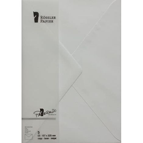 Paperado – Cartes diptyques, format C5, avec doublure en tissu « Envelope » – Blanc (lot de 5)