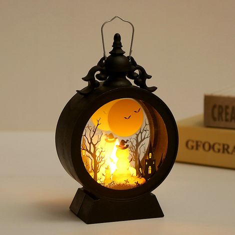Lanternes décoratives d'Halloween : lanternes citrouilles, bougies LED, bougies scintillantes sans flamme, décorations de jardin d'Halloween (1/5)