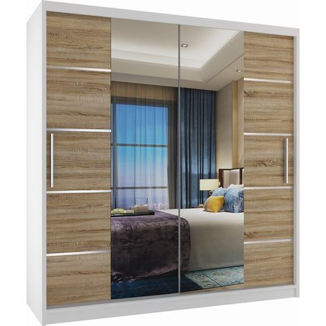 Schiebeschrank Belini 158 cm Mit Schubladen mit Spiegel weiß glänzend Hersteller (1/3)