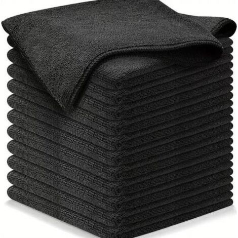 12 Paños de Limpieza de Microfibra - Calidad Premium - Negro - 30 x 30 cm (1/3)