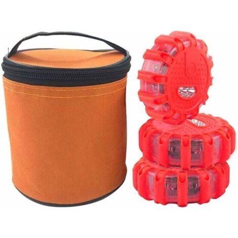 Gyrophare Led Orange Puissant, Lampe Stroboscopique Voiture, Gyrophare Tracteur Agricole, Plat Gyrophare Led à Pile Aimanté Sans Fil D'avertissement Clignotant Eclairage D'urgence Voiture (rouge 3pcs) (1/5)