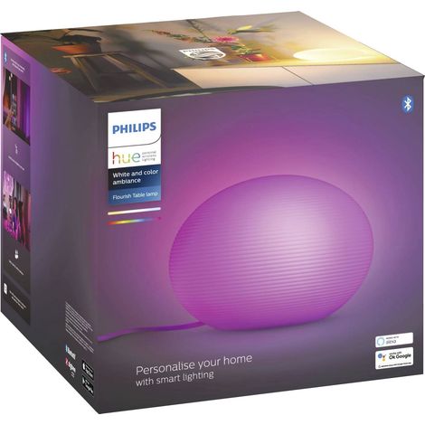 Philips Hue White & Color Ambiance FLOURISH Lampe à poser 9.5W - Bluetooth - Blanc, fonctionne avec Alexa, Google Assistant et Apple Homekit (1/5)