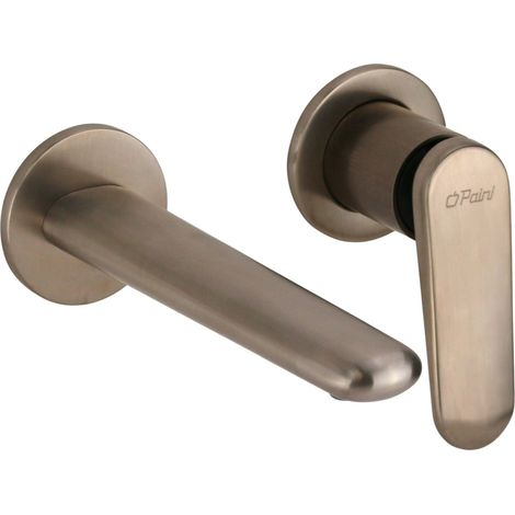 Miscelatore monocomando lavabo a parete PVD Satin Platinum con corpo incasso Paini Stone 95P7208  PVD Satin Platinum