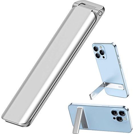 Supporto per cellulare, supporto da tavolo in alluminio ultra sottile, verticale e orizzontale, angolo regolabile per iPhone e Samsung, accessori per smartphone - Argento (1/4)