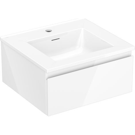 Mexen Orio Schrank 50 cm mit Waschbecken Otis, 1 Schublade, weiß glänzend - 91A10-05023-1-BF00-W18M00