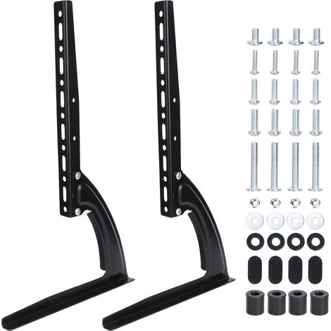 Support TV de Table 26-37 Pouces Acier Noir Réglable en Hauteur Base Stable pour Écran Plat Montage Bureau (1/4)