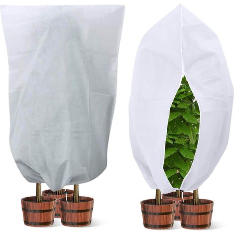 Housse Hivernage Plante 200x240cm avec Cordon de Serrage et Zipper Voile d’Hivernage Housse de Protection pour Plantes Réutilisable Blanc A (1/5)