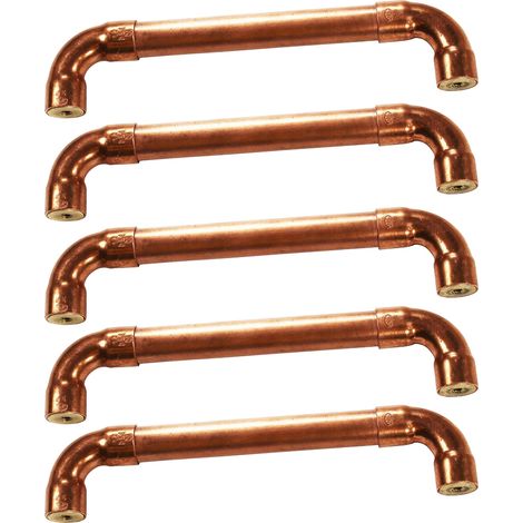 Lot de 5 Poignées en matière Cuivre - Entraxe 96 mm - Ø12 - Arcanaute (1/4)