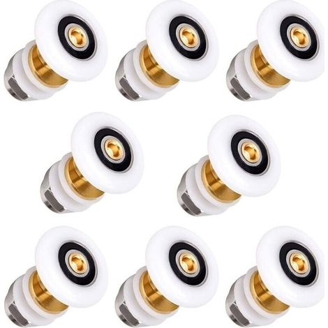 8 Pièces Roulette Porte Coulissante Douche 20mm en Laiton Roulette pour Rouleau pour Remplacement de Douche Coulissante Verre Porte Coureurs Rouleaux (1/5)
