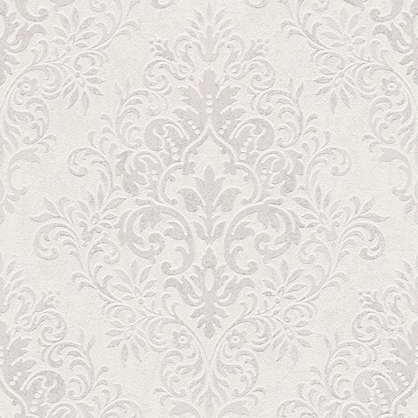 A.S. Creations – Papier peint baroque gris clair – Motif en relief – Tapisserie intissée 10,05 x 0,53 m – Pour salon et chambre adulte (1/6)