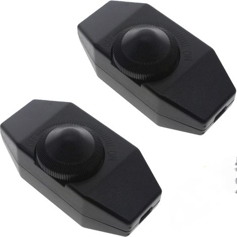 2 Pièces Variateur d'intensité pour lampes halogènes et lampes basse tension, 220 VAC 20 60W, Noir, pose sur cordon d’alimentation
