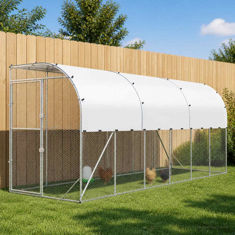 vidaXL Poulailler contre le mur Argenté 600 x 150 x 215 cm (1/5)