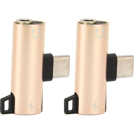 2 Pièces Adaptateur USB-C vers Jack 3.5mm, Double Fonction Charge et Audio Simultanés, Connexion Or, ABS Résistant (1/5)